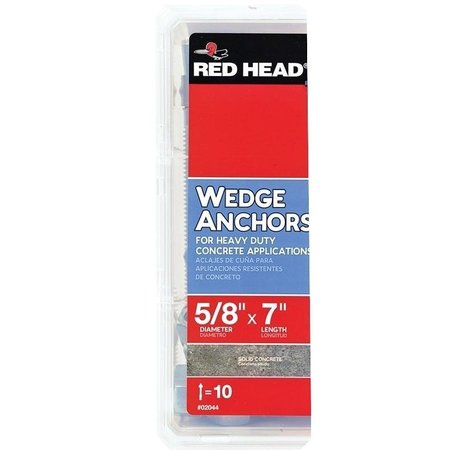 RED HEAD Trubolt Wedge Anchor, 5/8" Dia., 7" L, Stainless Steel Zinc Plated 3044